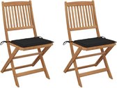 Medina Tuinstoelen 2 st inklapbaar met kussens massief acaciahout
