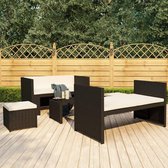 Medina 5-delige Loungeset met kussens poly rattan zwart