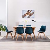 Medina Eetkamerstoelen 6 st kunstleer turquoise en zwart