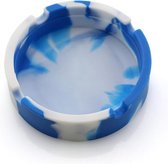 Silicone Asbak - Portable Ronde Sigaret asbak - Opvouwbar en Eco-vriendelijk - Blauw/Wit