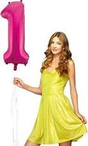 Pink cijfer ballon 1 inclusief helium gevuld.
