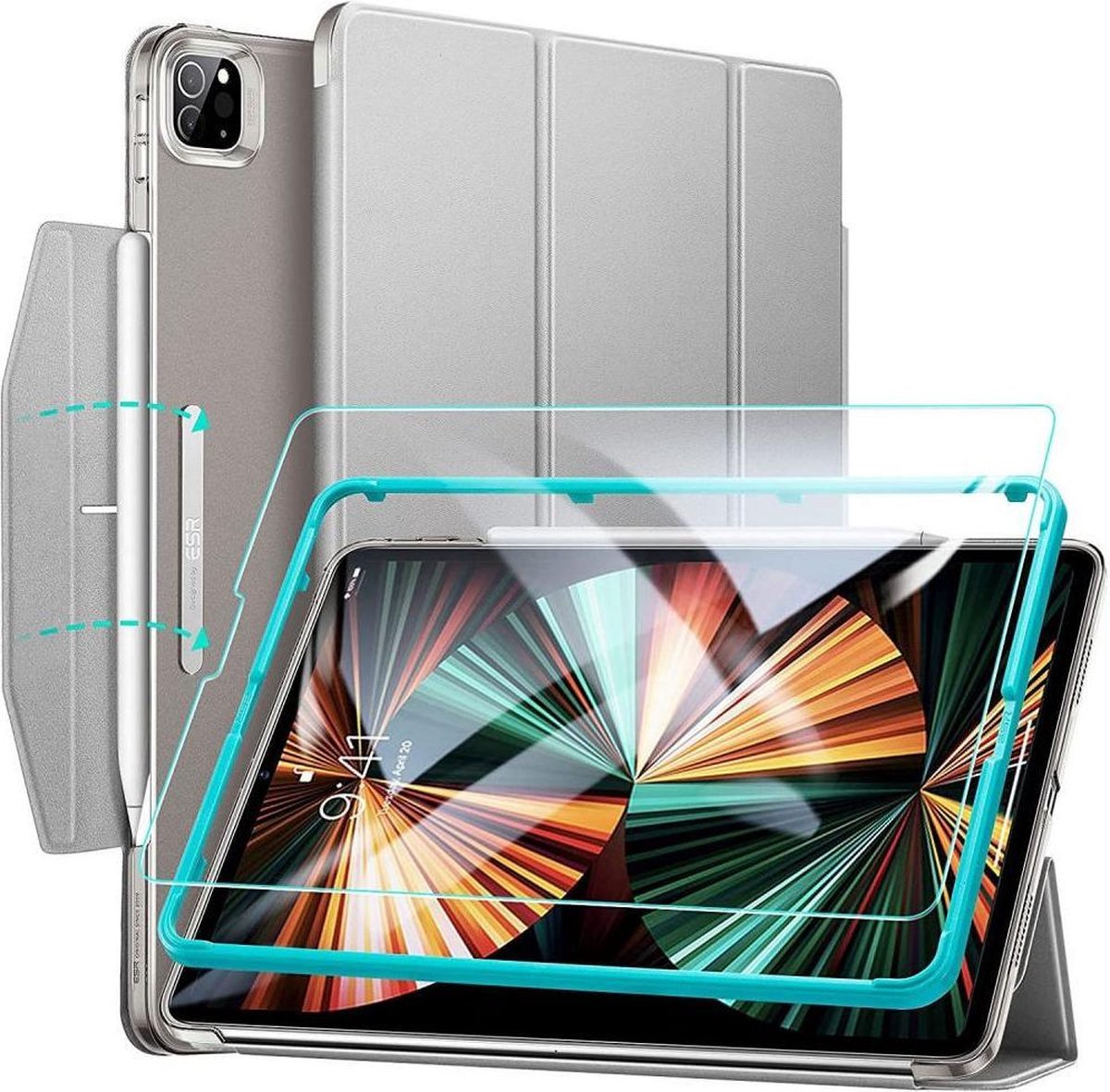 ESR Ascend Apple iPad Pro 12.9 (2021) Hoes met Screen Protector Grijs