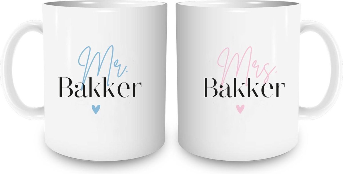 Mr Mrs Koppel koffiemokken set van 2, paar mokken, verjaardag bruiloft bruids douche cadeau voor paar, hem en haar (12 oz