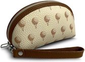 OfeliaT - Teeball Collection - Mini Clutch / Make-up tasje - Italiaans Leer - Creme/Bruin - Golf
