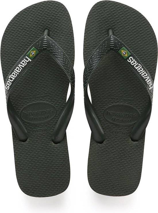 Havaianas Brasil Logo Unisex Slippers - Green Olive - Maat 31/32
