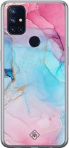 OnePlus Nord N10 5G hoesje siliconen - Marmer blauw roze | OnePlus Nord N10 5G case | multi | TPU backcover transparant