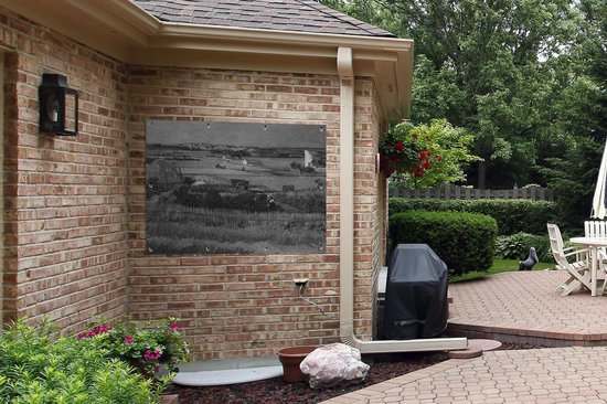 Affiche jardin - Toile jardin - Posters de jardin extérieur - La Moisson - Vincent van Gogh - Zwart - Wit - 120x90 cm - Jardin