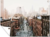 Muurdecoratie buiten New York - Skyline - Manhattan - 160x120 cm - Tuindoek - Buitenposter