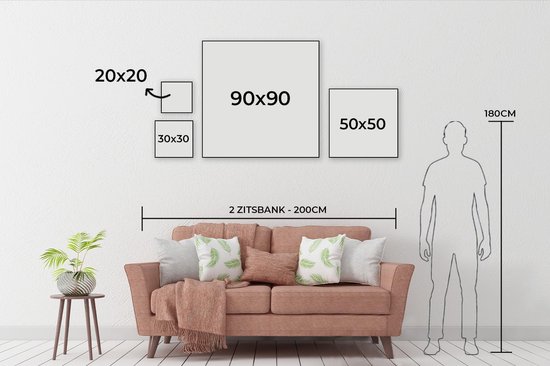 Tableau sur Toile City Map - Waddinxveen - Grijs - Wit - 90x90 cm - Décoration murale