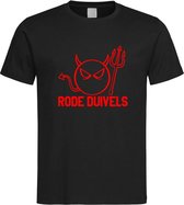 Belgie WK Voetbal T-Shirt Zwart “ Rode Duivels “ Print Rood  Maat XXL