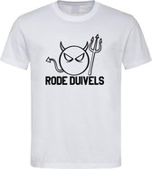 Belgie WK Voetbal T-Shirt Wit “ Rode Duivels “ Print Zwart Maat XXXXL
