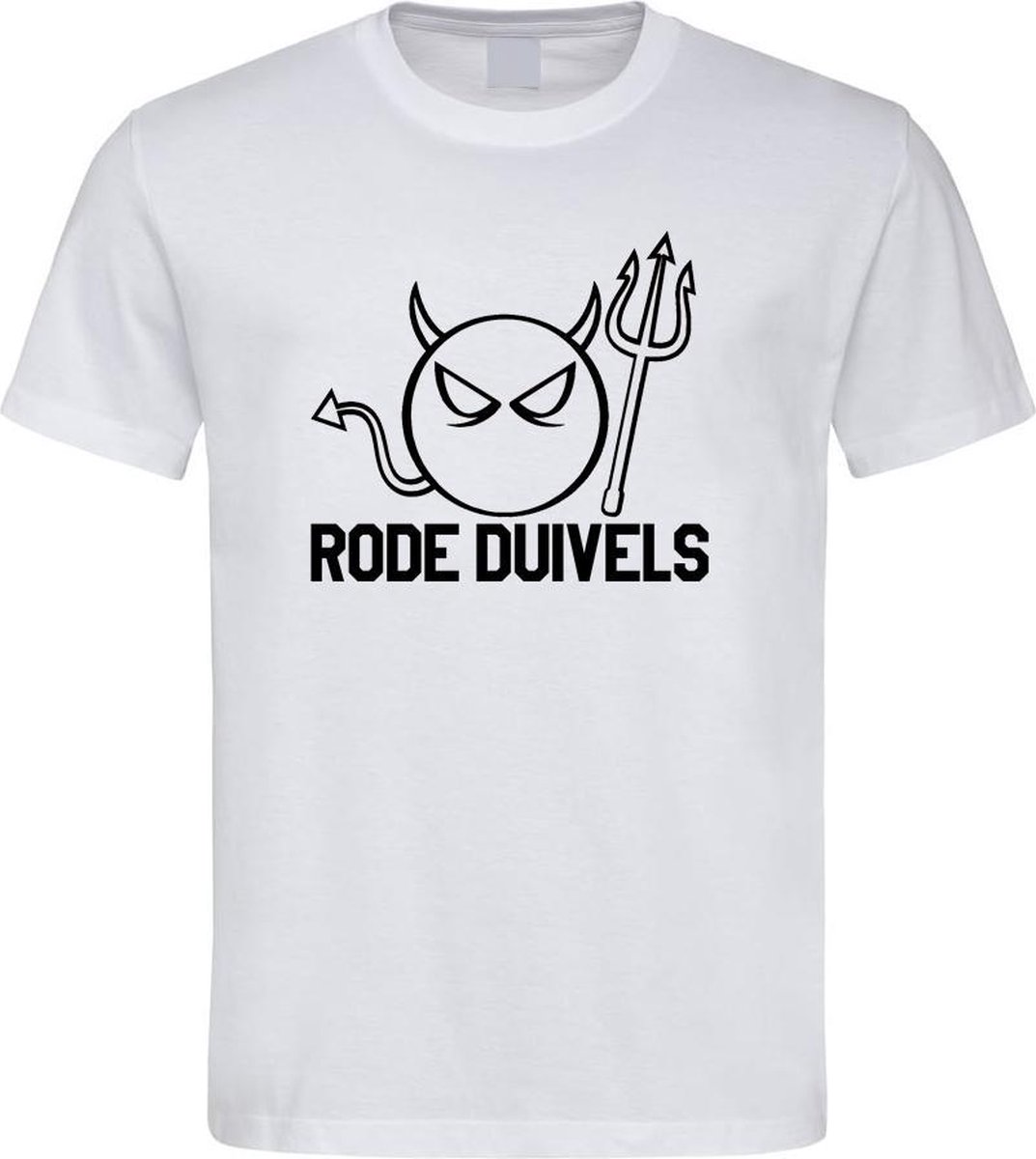 Belgie WK Voetbal T-Shirt Wit “ Rode Duivels “ Print Zwart Maat XXXL