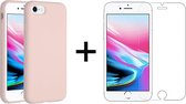 iPhone 7 hoesje roze siliconen case hoes cover - 1x iPhone 7 Screenprotector Screen Protector