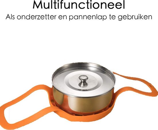 Pannenlappen - Ø 20 cm - Onderzetter - Pannenhouder - Lichtgewicht - Siliconen - Oranje - Onderzetter - Pannentiller - Pannenlap — afbeelding 3