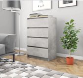 UITVERKOOP !! Dressoir - 4 Lades - Spaanplaat - Beton grijs - Woonkamer - Slaapkamer - Modern - Industrieel - Nieuwste Collectie