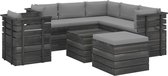 Medina 8-delige Loungeset met kussens pallet massief grenenhout
