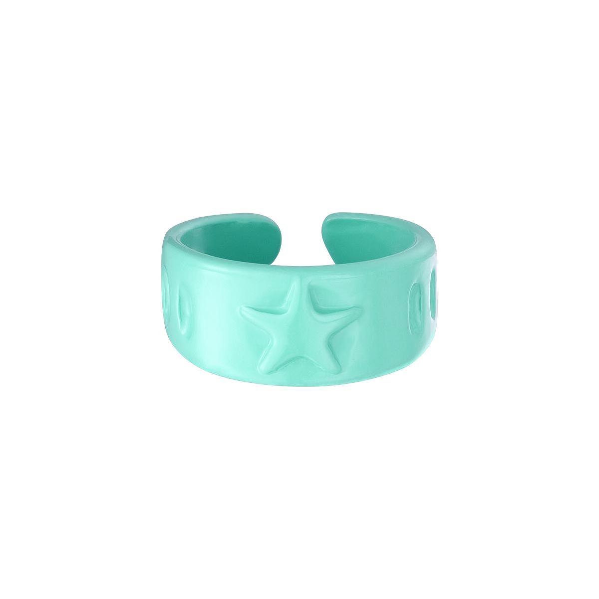 Bukuri Jewelry - Candy ring sterren - turquoise - groen - verstelbaar