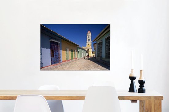 Canvas Schilderij Kleurrijke gebouwen in het Noord-Amerikaanse Cuba - 60x40 cm - Wanddecoratie