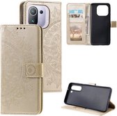 Voor Xiaomi Mi 11 Pro Totem Bloem Reliëf Horizontale Flip TPU + PU Lederen Case met Houder & Kaartsleuven & Portemonnee (Goud)