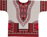 Afrikaans Shirt Dashiki in het wit/rood