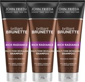 John Frieda Brilliant Brunette Rich Radiance Shampoo Multi Pack - 3 x 250 ml