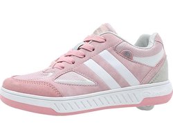 foto van Breezy Rollers Kindersneakers maat 38 met Wieltjes - Roze Wit Grijs