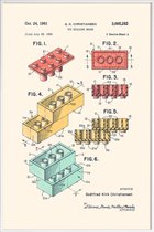 JUNIQE - Poster met kunststof lijst Legoblokje - Patentopdruk - Kleur