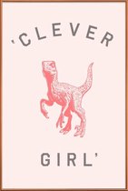 JUNIQE - Poster met kunststof lijst Clever Girl -30x45 /Roze