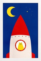 JUNIQE - Poster met houten lijst Off to Space -13x18 /Kleurrijk