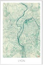 JUNIQE - Poster met kunststof lijst Lyon - vintage stadskaart -40x60