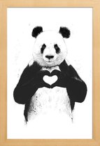 JUNIQE - Poster met houten lijst All You Need Is Love -13x18 /Wit &