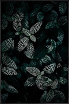 JUNIQE - Poster in kunststof lijst Dark Leaves 3 -40x60 /Groen & Zwart