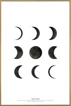 JUNIQE - Poster met kunststof lijst Lunar phases -30x45 /Wit & Zwart