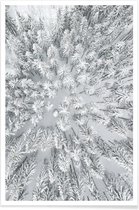 JUNIQE - Poster Snowy Forests -13x18 /Grijs & Wit
