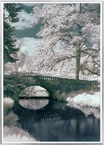 Poster Met Metaal Zilveren Lijst - Oude Brug Rivier Poster