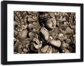 Foto in frame , Boeddha in een muur , 120x80cm , Bruin beige , Premium print