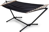 Daily Wish - Hangmat met standaard - Extra stabiel - 290 x 100 cm - Zwart/Grijs