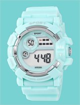 Digitale horloge mintgroen in opbergdoosje