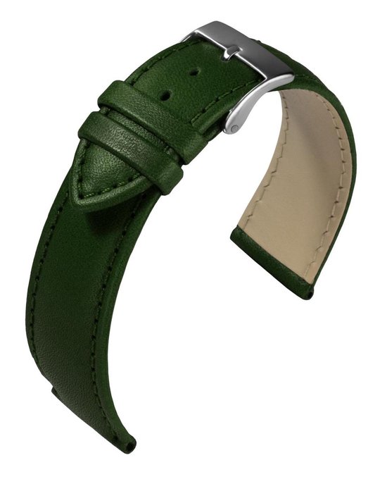Bracelet montre EULIT - cuir - 20 mm - vert - boucle métal