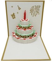 Verjaardagskaart - Wenskaart - 3D - Pop-up - Gevouwen Kaarten - Feestelijke kleurige wenskaarten - Cadeau - Inclusief envelop - Happy Birthday - Birthday Card - Greeting Card - Envelope inclu