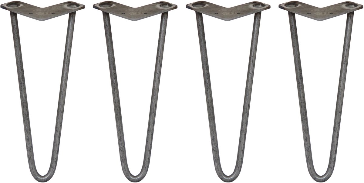 MonsterShop Skiski hairpin tafelpoten - staal - 4x30,5 cm - 2 staven 12mm Ruw Staal