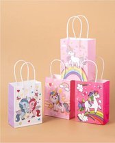 8 stuks papieren cadeau zakjes unicorn - eenhoorn 11x23x6 cm
