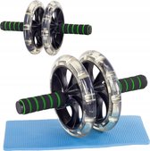 Luxe Dubbele Buikspierwiel Met Kniemat - Buikspiertrainer - Ab Wheel Workout Trainer - Trainingswiel Buikspier Wiel Roller Apparaat - Power Roller Voor Strakke Buikspieren - Sixpac