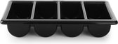 Veluw® Bestekbak Horeca - Zwart - 4-vaks - GN1/1 - 53x32,5x(H)10cm - Bestekbak Kunststof