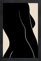 JUNIQE - Poster in houten lijst Silhouette -60x90 /Grijs & Ivoor