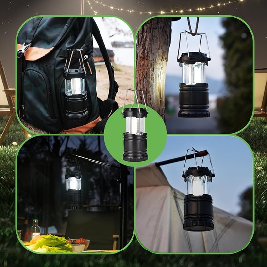 Noodlamp - 4-Pack Superheldere LED Campinglantaarns – Opvouwbare Draagbare Noodlampen – 360° Tentverlichting – Batterijgevoed – Ideaal voor Kamperen, Stroomuitval & Noodsets — afbeelding 3
