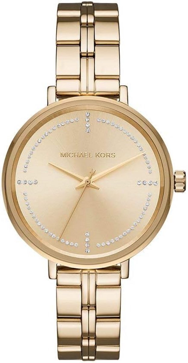 Goudkleurig Analoog Dameshorloge met Kristallen Wijzerplaat - Stijlvol Polshorloge