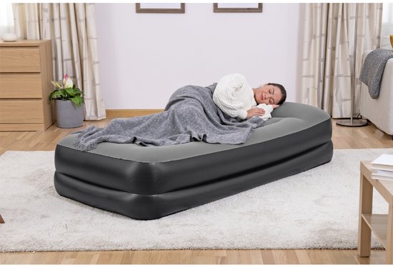 Bestway - Luchtbed - 1-Persoons - 97×191×46 cm - Grijs - Met Ingebouwde Elektrische Pomp - Incl. 3-in-1 Opbergtas - 1-persoons Luchtbed - Luchtbed Met Pomp - Luchtbed Voor Binnen Gebruik - Luchtbed Met Kussen - Luchtbed Voor Gasten van Merkloos — afbeelding 5