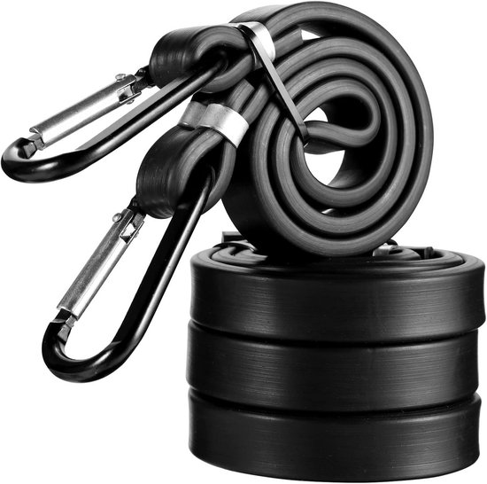 Verstelbare elastische band met haken (4 stuks 1M zwart