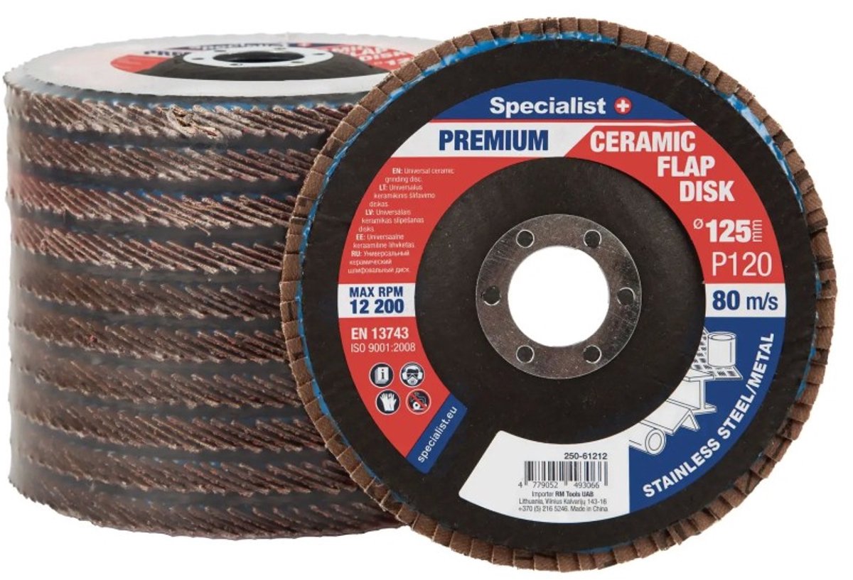 10 stuks Lamellenschuurschijf 125 mm P100 – Ceramic PREMIUM voor RVS & Staal